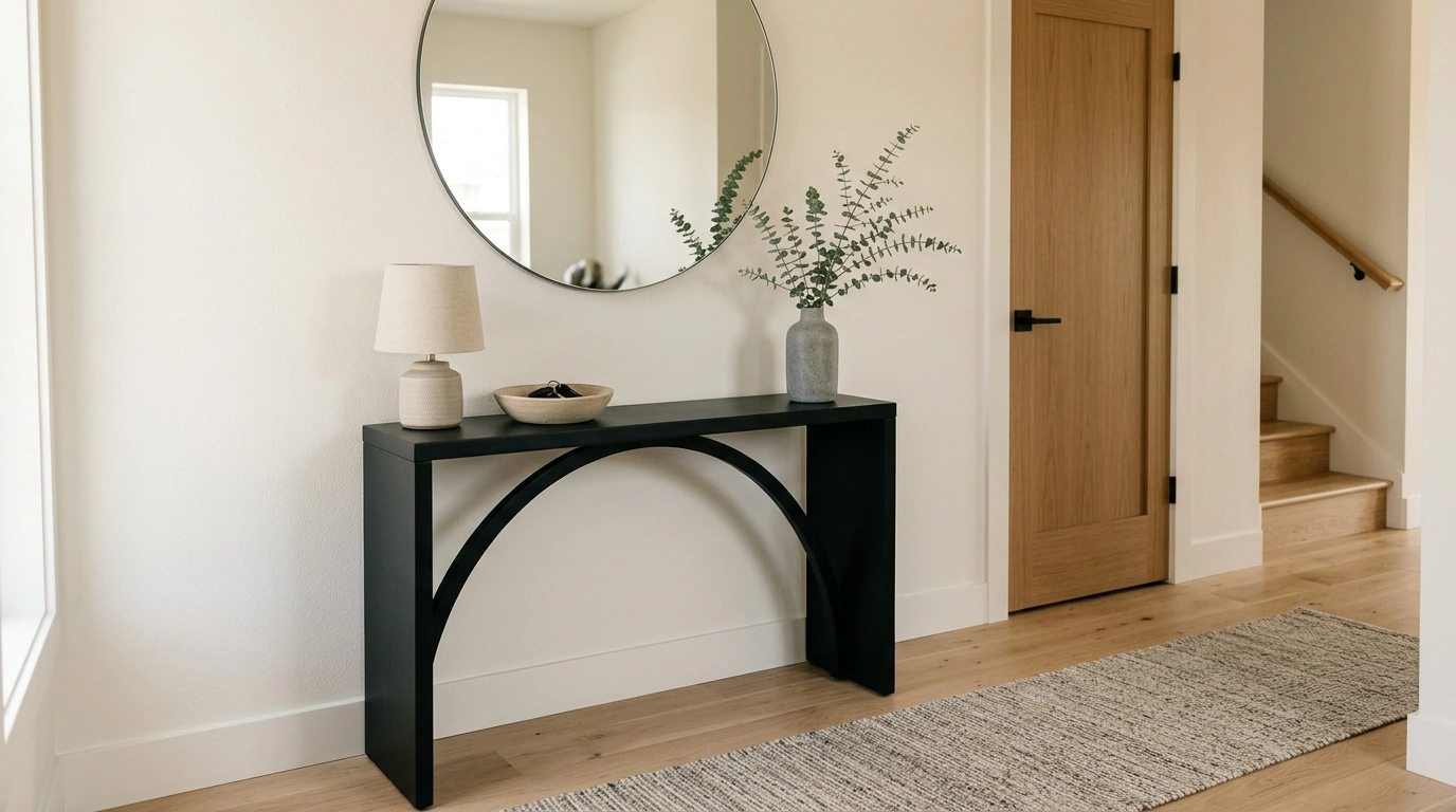 47-Inch Black Arch Console Table for Minimalist Entryways