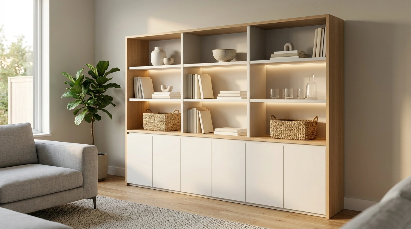 LED Storage Cabinet with Smart Sensor + Adjustable Shelves